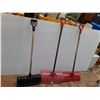 Image 2 : **(3) Wood & Plastic Snow Shovels Up to 54" Tall, Cannot Ship