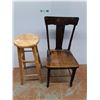 Image 1 : *Vintage Wooden Chair 36.5" Tall &  Stool- Paint Stains, Cannot ship