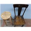 Image 2 : *Vintage Wooden Chair 36.5" Tall &  Stool- Paint Stains, Cannot ship