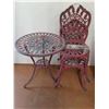 Image 1 : ** Red Heavy Cast Steel Outdoor Bistro Set (Table 2' Dia x 27" High & 2 Chairs - Faded) - Pickup
