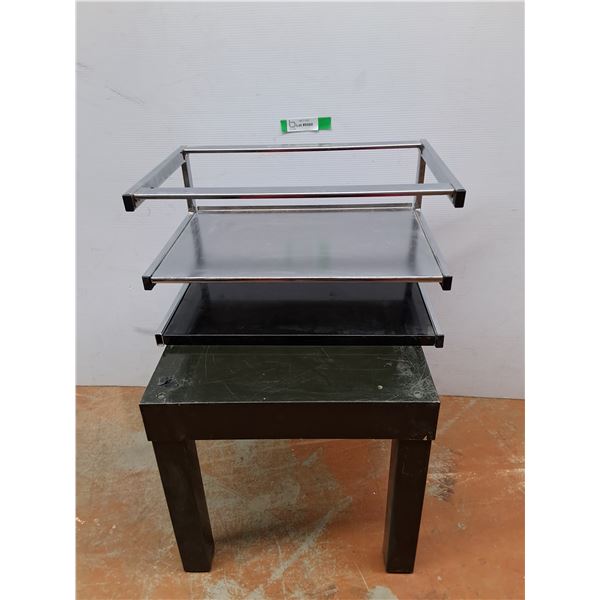 Metal Coffeetable 17" x 16"- Has Scratches x Three Tier Metal Storage Unit- Missing Shelf, Cannot Sh