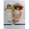 Image 1 : (2) Vintage Dolls With Support Stands - Approx 16" Tall