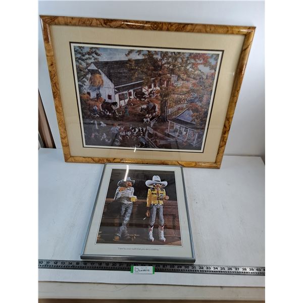 * (2) Plastic Framed Pictures (32" x 26" & 20" x 16") - PICK UP