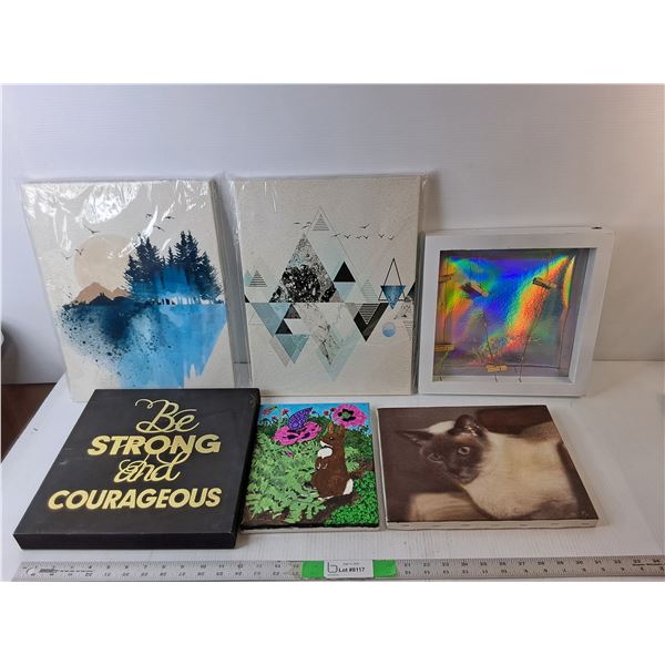 (6) Wall Art Pieces Up to 15.5" x 11.5"