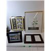 Image 1 : (4) Photo Frames- As Is, Some Water Damage & Framed Hockey Painting Up to 21" x 17"
