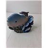 Image 3 : Dolphin Lot- (2) Wooden Figurines & Ceramic Desk Clock
