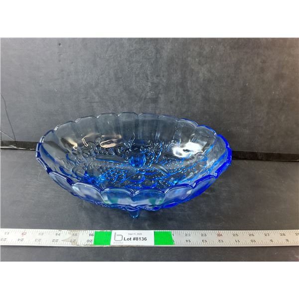 Blue Glass Footed Bowl 12" x 4"