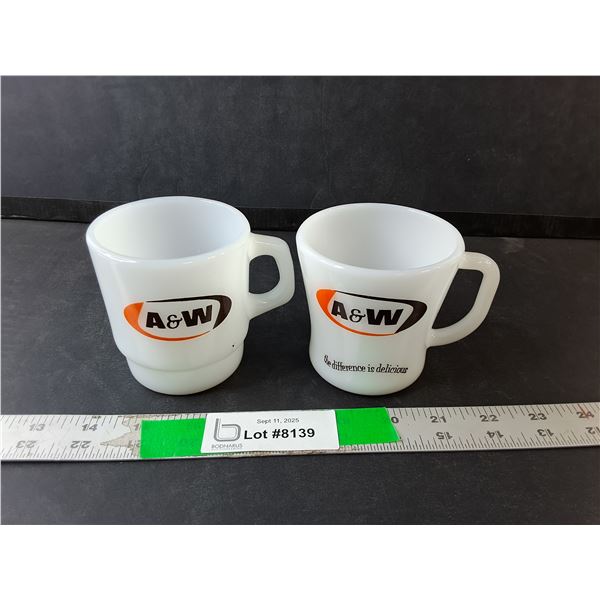 (2) Vintage Fire King A & W Mugs