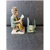 Image 2 : Ceramic Man with Racing Guide Figurine 8" Tall & Mirror Candle holder