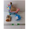 Image 1 : Ceramic Basinette Figurine 10" x 11", Bath Sponge, Saskatoon Radio Club Armband