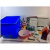 Image 1 : Artificial Plants, Artificial Tealights, Recycling Tote 18.5" x 15.5" x 15.5", Misc., Cannot Ship