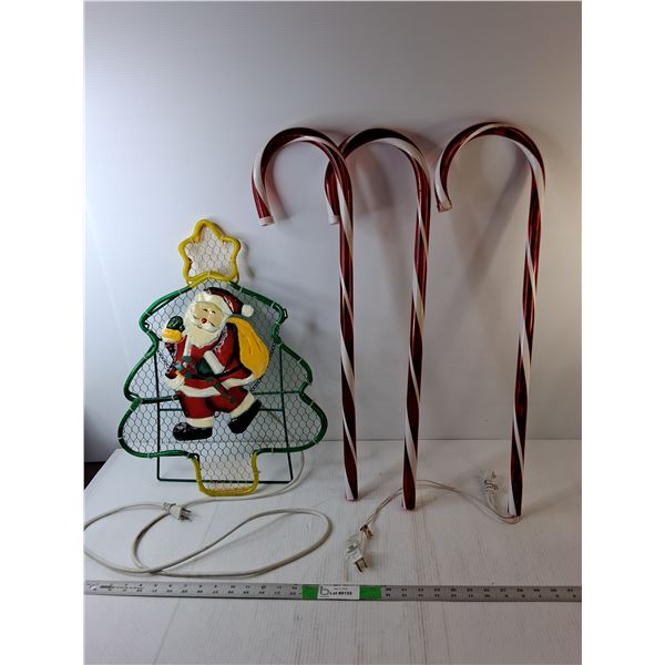 (4) Outdoor Christmas Decorations- One with Working Lights, Up to 28" Tall, Pickup Preferred