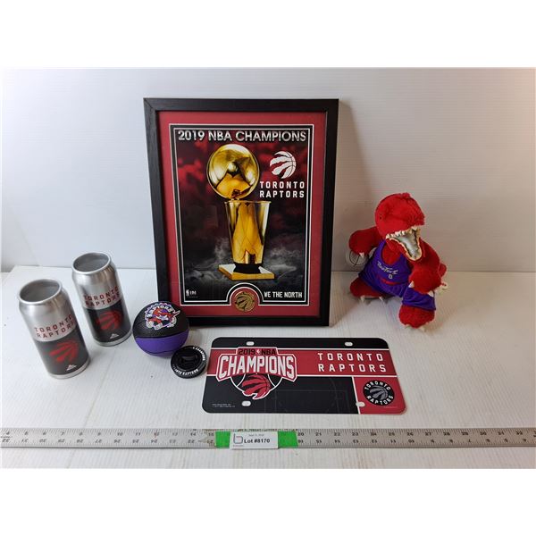 Toronto Raptors Lot- Framed Photo 15" x 12:, Stuffie, Mini Basketball, Misc.