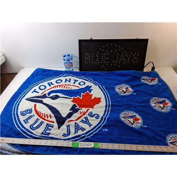 Toronto Blue Jays Light Up Sign, Towel, Plastic Cup