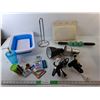 Image 1 : Paper Towel Holder, (2) Clamp Lamps- One Working/Bulb Not Included, Massage Roller, Misc.