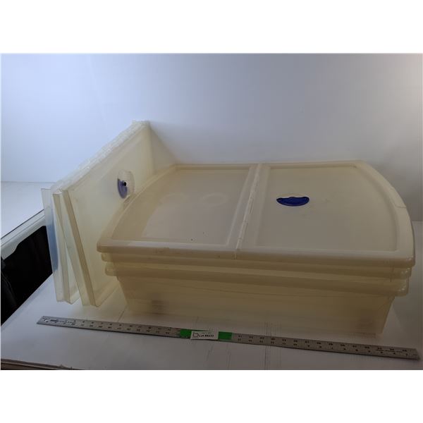 (3) Underbed Storage Totes on Wheels with Lids 30" x 23" x 6", Cannot Ship