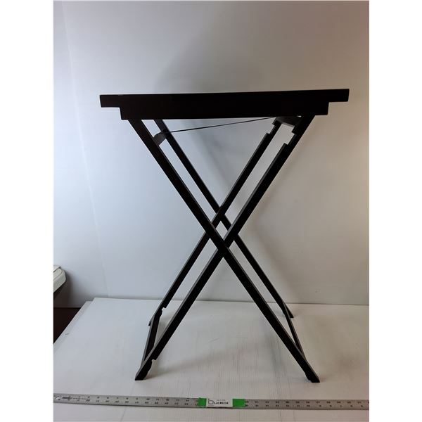 Folding Wood Sidetable with Glass Top, Cannot Ship 19.5" x 13" x 29.5"