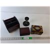 Image 1 : Rotating Stationary Organizer, (2) Jewelry Boxes, Candle Holder