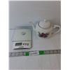 Image 1 : Ceramic Teapot & Starfrit Kitchen Scale- As Is, May Require Batteries