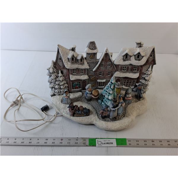 Lighted Ceramic Christmas Scene- As Is 15.5" x 7.5" x 9"