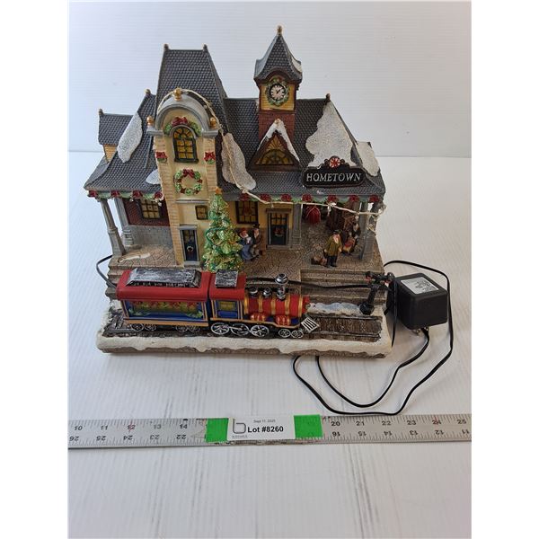 Ceramic Christmas Scene with Moving Train, Lights & Music- Working 13" x 8.5" x 11"