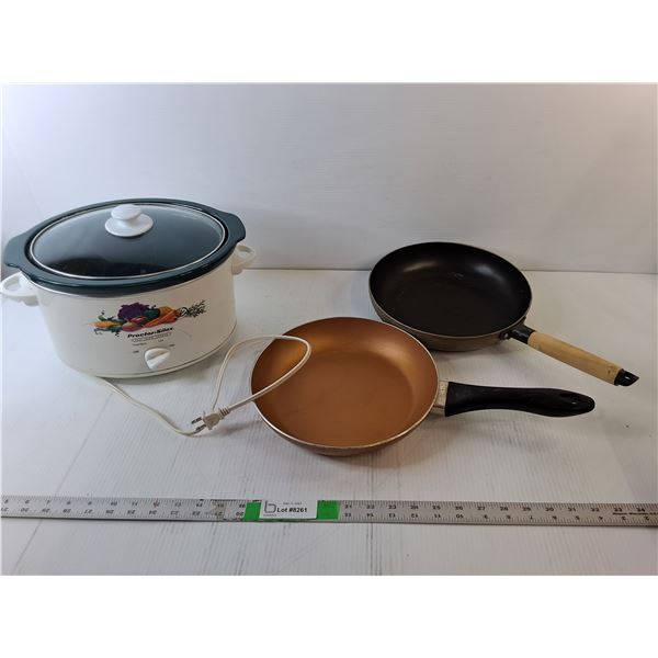 Proctor Silex Slow Cooker- As Is & (2) Frying Pans - Pick Up