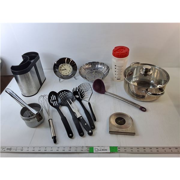 Kichen Lot- Stainless Steel Pot, Utensils, Steamer
