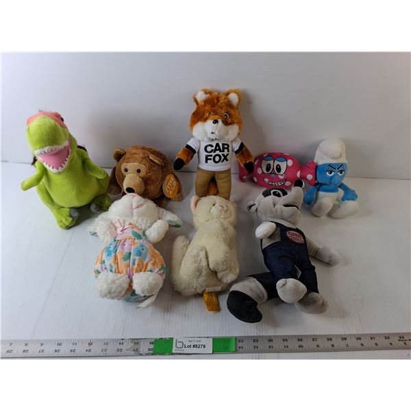 (8) Stuffies- Smurfs, Misc.