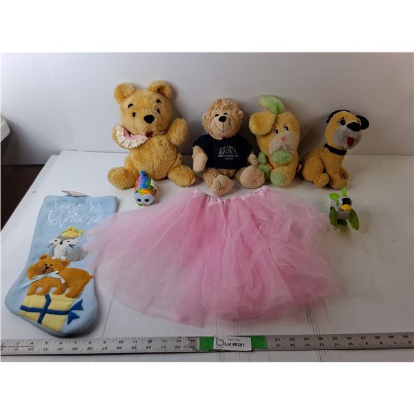 1st Christmas Stocking, (5) Stuffies, Doll Tutu