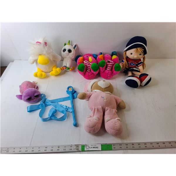 Child Slippers- 7/8, Calgary Flames Stuffy, Ribbon Wand, Misc.