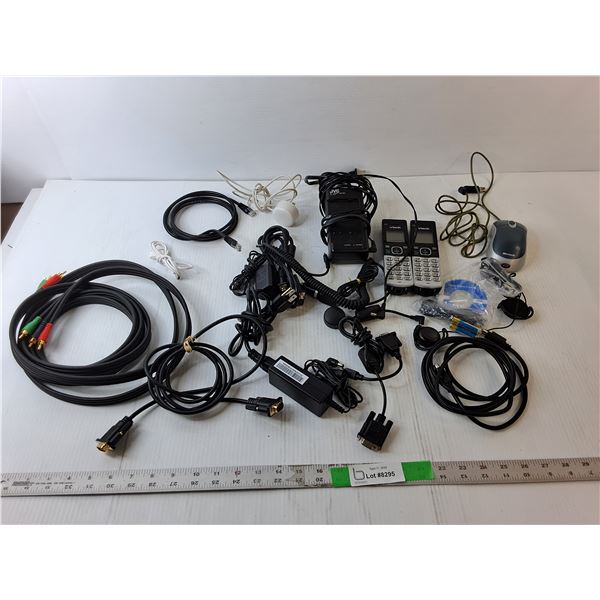 Electronics Lot- Untested; Computer Mouse, (2) Home Phones, Battery Charger, Misc.