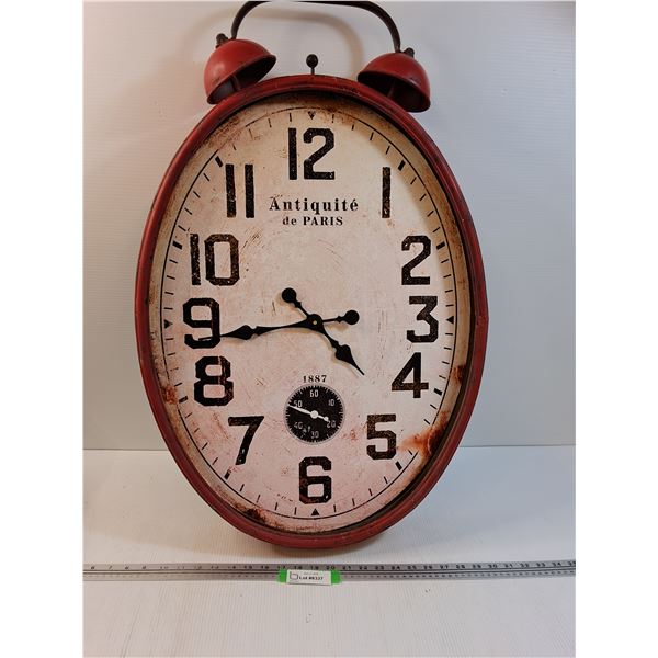 Vintage Style Battery Operated Wall Clock  - 33" x 21" x 4.5"  - PICK UP ONLY