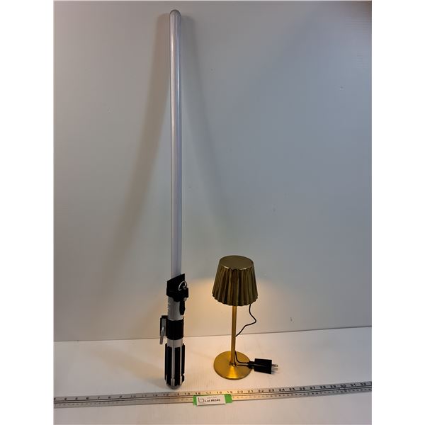 Light Saber - 34"T, May Need Batteries & USB Metal End Table Lamp - 12"T - PICK UP