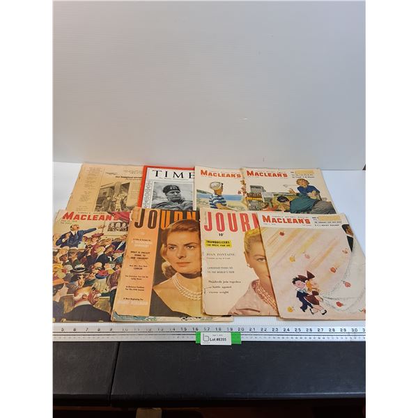 (8) Vintage Magazines: Time, Mcleans, Ladies Journal, CN Rail