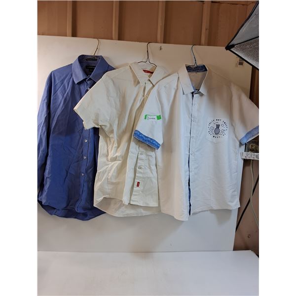 (3) Men's Button-Up Shirts: Lands End Pusch, Key West - Size XL