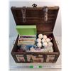 Image 1 : Various Christmas Ornaments, Wish Cards, Decorative Wooden Chest 12" x 20" x 14", Cannot Ship