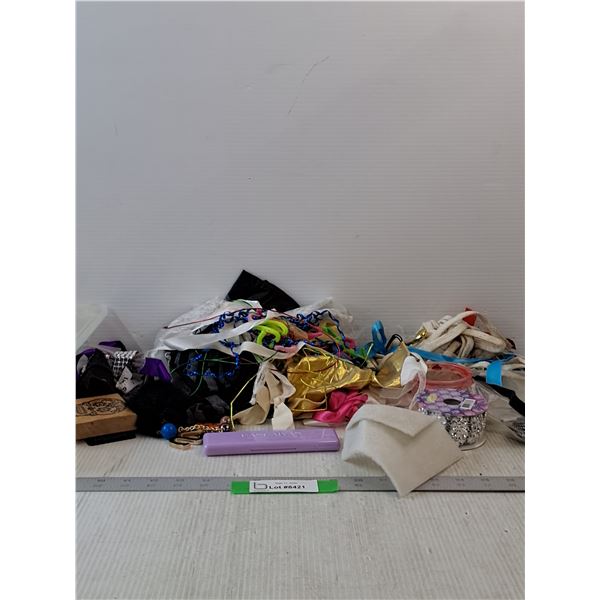 Variety Of Craft Supplies- Paint, Fabrics, Pipe cleaners, Ribbon