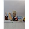 Image 1 : Guitar Bottle, High Heel Decoration, (2) Dragon Figurine, Blue Bowl,