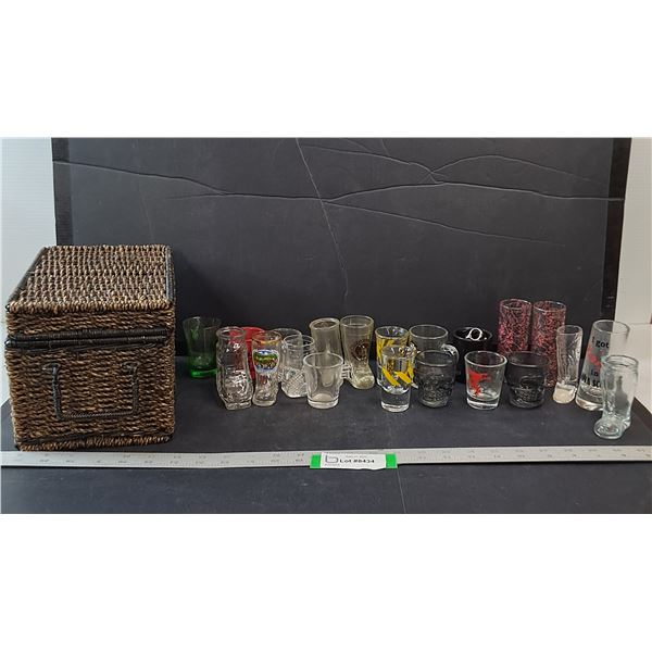 (21) Variety Of Shot Glasses & Box -  PICK UP