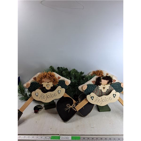 **(5) Wood Festive/Decorative Dolls, Misc 37"x17" -  PICK UP ONLY