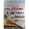 Image 1 : Large OFR Poster 43", Small OFR Info Sign 18", Rebekah Lodge 33", Wood Three Link sign 23"