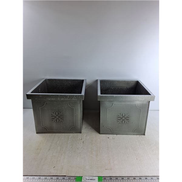 (2) Tin Planters - Insides Measure 11" x 11" x 10" High-  PICK UP