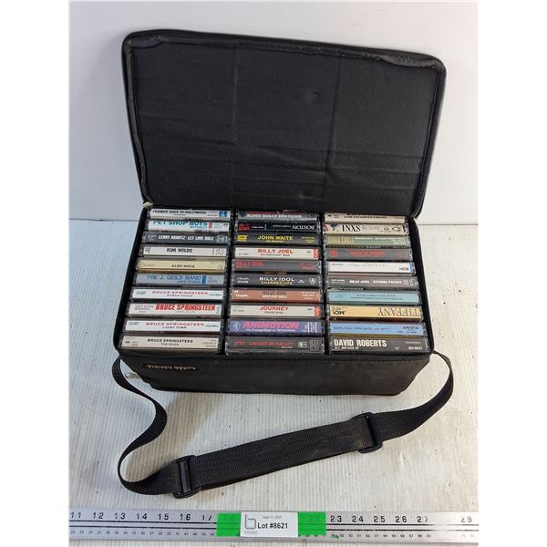 Case Logic Cassette Organizer,  Audio Cassettes - Billy Idol, Bruce Springsteen, David Roberts