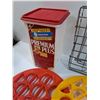 Image 3 : (3) Perogy Maker Plates, Tupperware Storage Container, Cracker Container, Cooling Racks