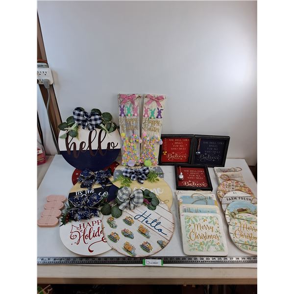 (23) Holiday Themed Hanging Wooden Signs, Misc.
