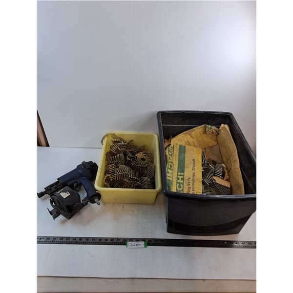 Rona Air Nailer with Bulk Nails in 2  Plastic Totes - Pickup Only