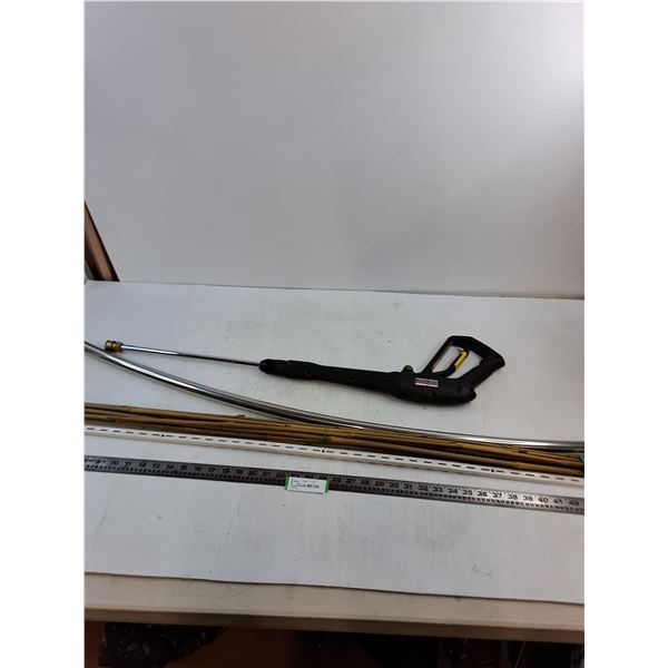 Pressure Washer Handle, Bamboo Stakes, 4' Steel Shelf Bracket, 5' Bowed 1" Steel Tube - Pickup Only