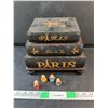Image 1 : Paris Fleur De Lis Book Pile Style Jewelry Box, (4) Buddhist Ornaments