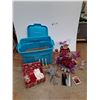 Image 1 : *Plastic Storage Tote with Lid, Various Christmas Decorations - PICK UP ONLY