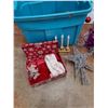 Image 2 : *Plastic Storage Tote with Lid, Various Christmas Decorations - PICK UP ONLY